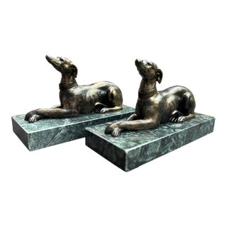 Pair of Vintage Greyhound Statues; Bookends, Paper Weights or Decor For Sale