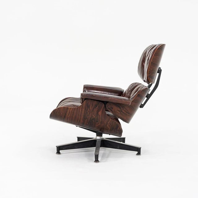 1950s 1956 Original Herman Miller Eames Lounge Chair & Ottoman in Rosewood and Brown Leather For Sale - Image 5 of 12