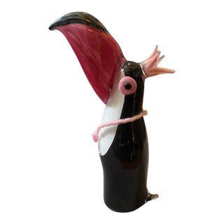 1990s Modern Pink Black and White Murano Glass Tucano by Dior Home For Sale