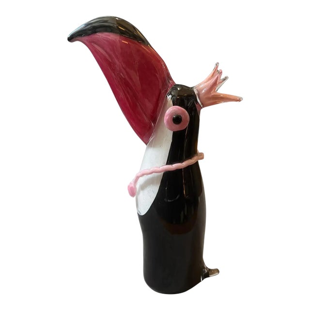 1990s Modern Pink Black and White Murano Glass Tucano by Dior Home For Sale