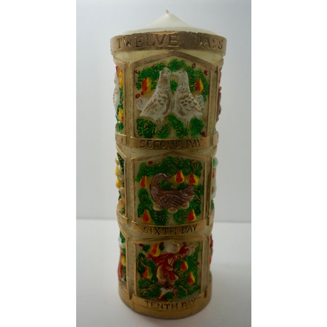 Mid-Century Modern Vintage Mid-Century "Twelve Days of Christmas" Relief Master Pillar Candle For Sale - Image 3 of 7