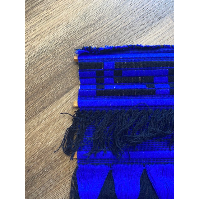 Vintage Blue & Black Woven Ecuadorian Wall Hanging For Sale - Image 4 of 6