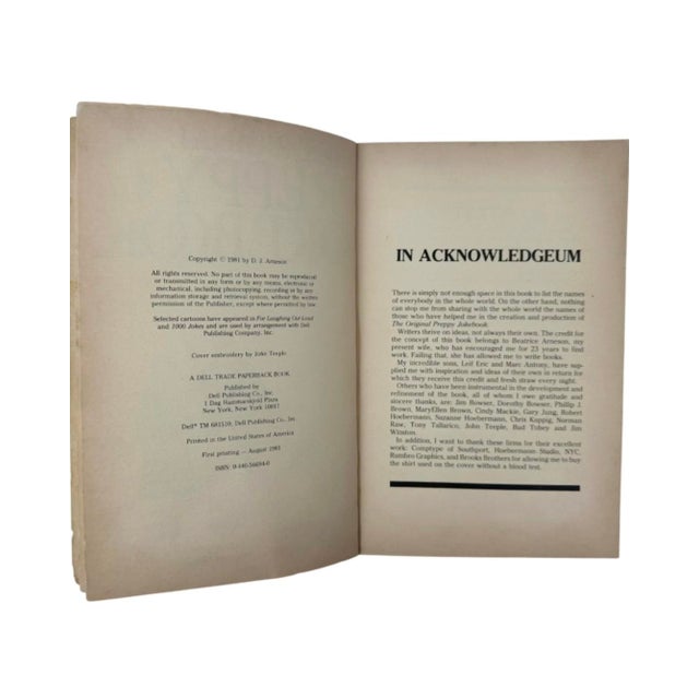 The Original Preppy Jokebook d.j. Arneson 1981 First Printing Dell Paperback For Sale - Image 4 of 11