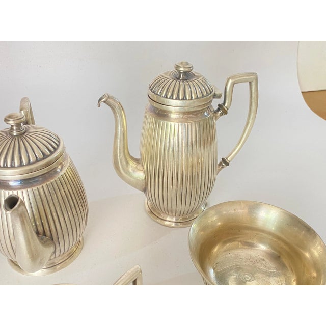 Silver England Silvered Metal Tea Service, Set of 5 For Sale - Image 8 of 12
