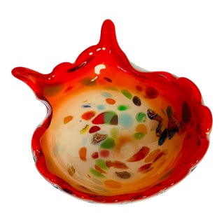 Vintage Murano Glass Multicolored Multilayered Bowl For Sale