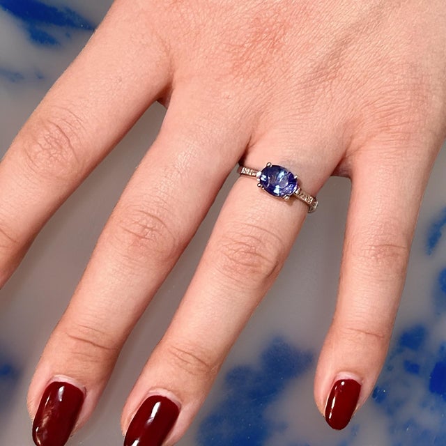 Natural Sapphire Diamond Ring 6.5 14k White Gold 2.36 TCW Certified For Sale In New York - Image 6 of 16