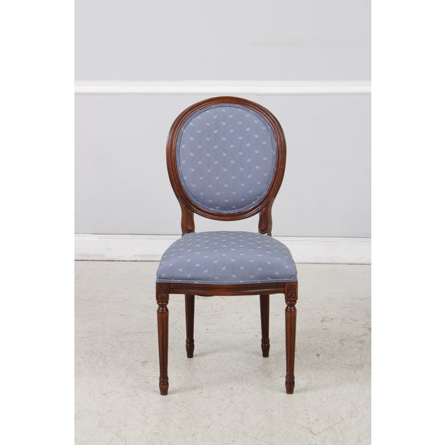 French Set of 12 French Louis XVI Mahogany Medallion Back Dining Chairs For Sale - Image 3 of 16
