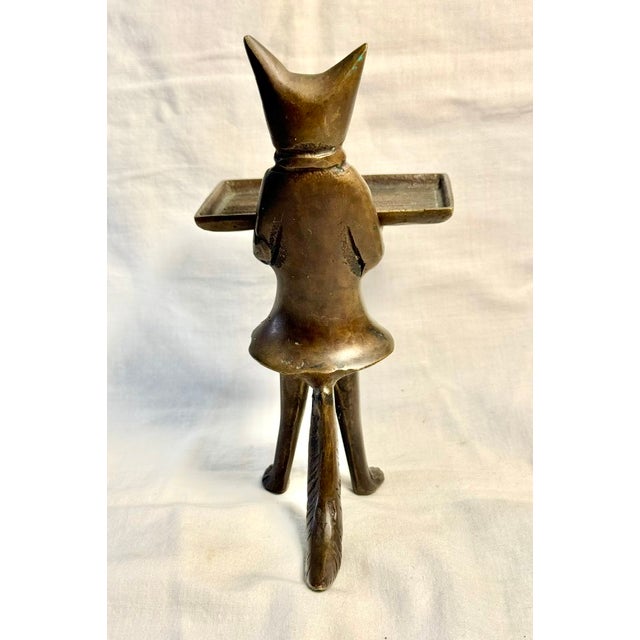 Figurative Vintage Fox Figurine Bronze Card Holder For Sale - Image 3 of 8