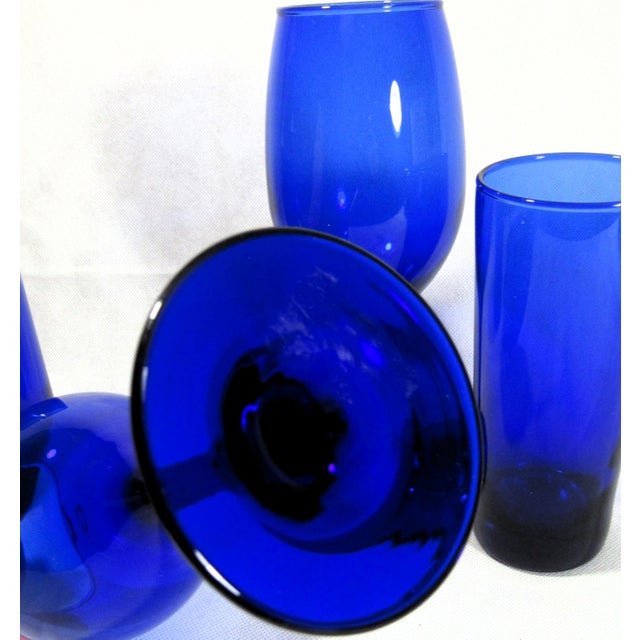 Blue Vintage Mid Century Modern Cobalt Blue Cocktail Glasses - Set of 4 For Sale - Image 8 of 11