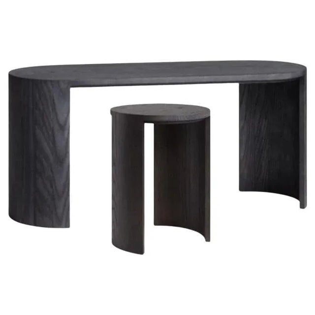 Airisto Side Table and Bench in Stained Black by Made by Choice, Set of 2 For Sale - Image 10 of 10