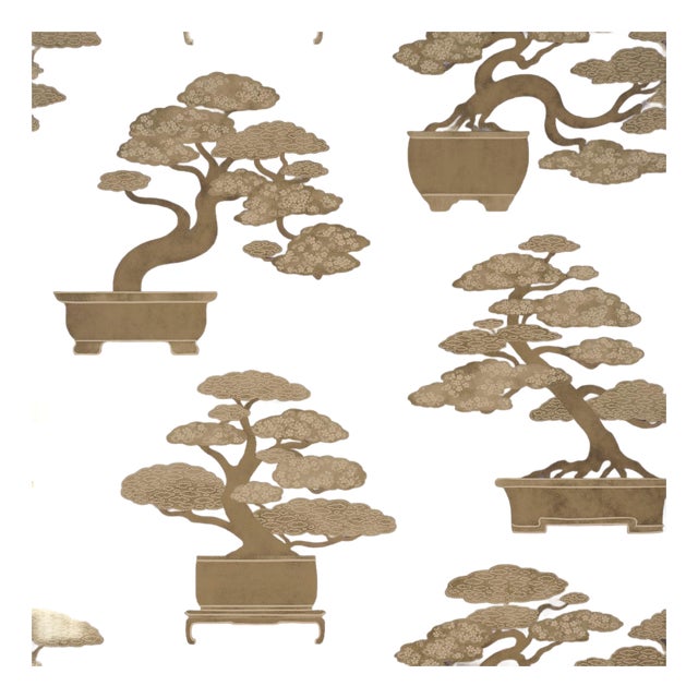Sample - Schumacher Bonsai Tree Wallcovering In Aubergine For Sale