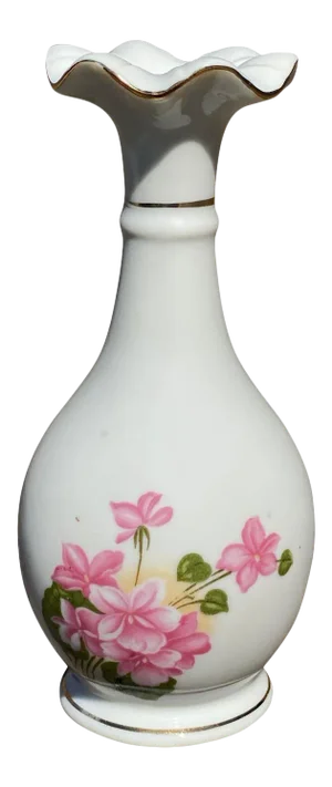 Vintage Japanese Porcleain Ruffled Floral Motif Bud Vase by Nasco