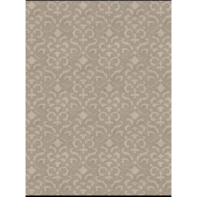 Contemporary Pair of Stroheim Salamis Brushed Metal Sheer Linen & Cotton Damask Curtains 7’t X 24’w (Total Width) For Sale - Image 3 of 3