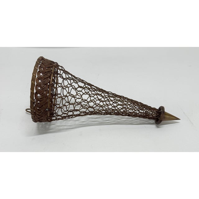 Victorian Unusual French Victorian Bronze Wire Wall Cone or Wall Bouquet Holder For Sale - Image 3 of 8