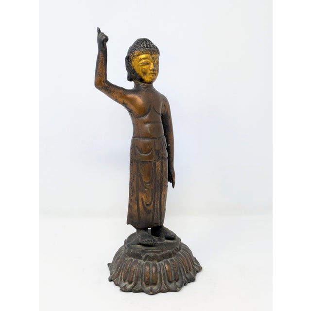Asian Antique Korean Baby Buddha Pointing to Heaven & Earth (C. 18th/19th Century) For Sale - Image 3 of 9