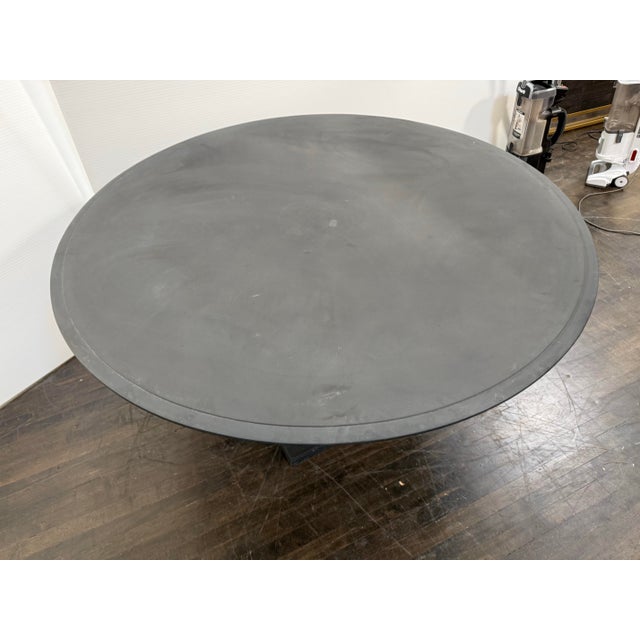 Metal Restoration Hardware Outdoor Klismos Pedestal Table + Klismos Chairs Patio, Set of Seven For Sale - Image 7 of 12