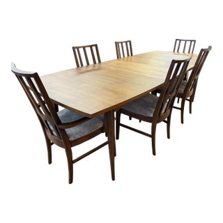 1960s Mid Century Modern Broyhill Brasilia Dining Table With 6 Chairs - Set of 9 For Sale