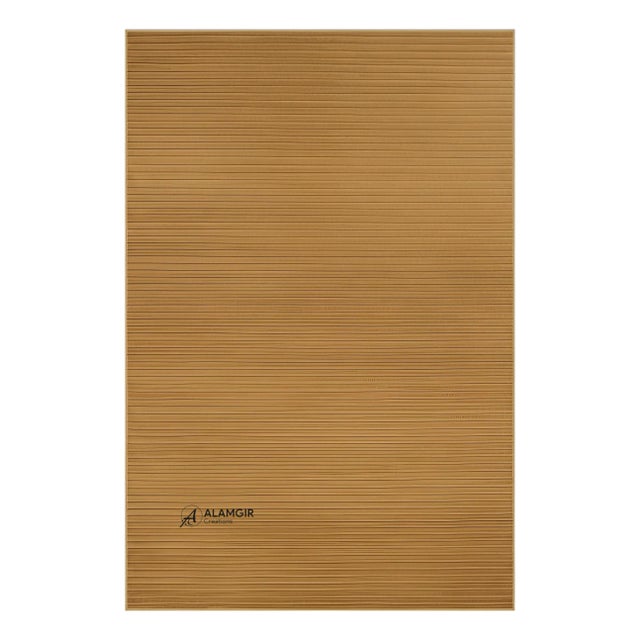 Golden Dune Ridge Hand-Tufted New Zealand Wool Rug For Sale