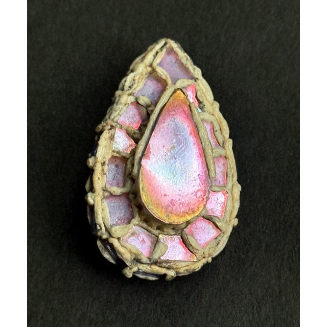 French Talosel Brooch with Glass Inlay by Line Vautrin Branded For Sale - Image 11 of 12