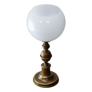 Vintage Italian Brass and Opaline Table Lamp, 1970s For Sale