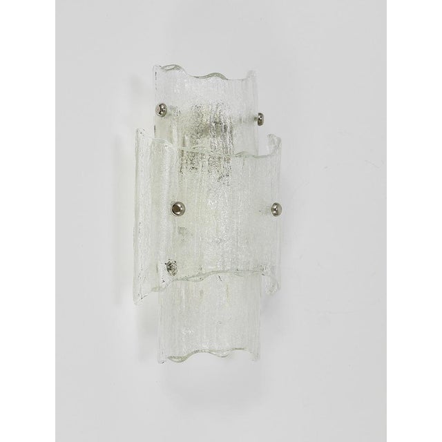 Metal Mid-Century Frosted Ice Glass Sconces by J. T. Kalmar for Kalmar, 1960s For Sale - Image 7 of 18