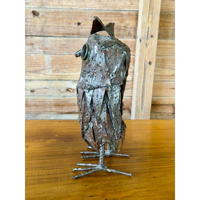 Brutalist Brutalist Welded Metal Owl Sculpture Candle Holder Folk Art For Sale - Image 3 of 12
