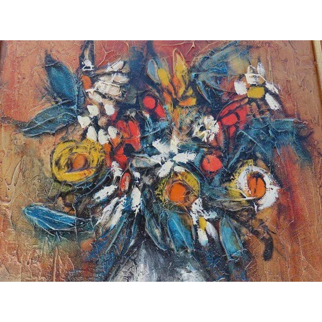 Traditional Mid 20th Century Floral Still Life Acrylic Painting, Framed For Sale - Image 3 of 13