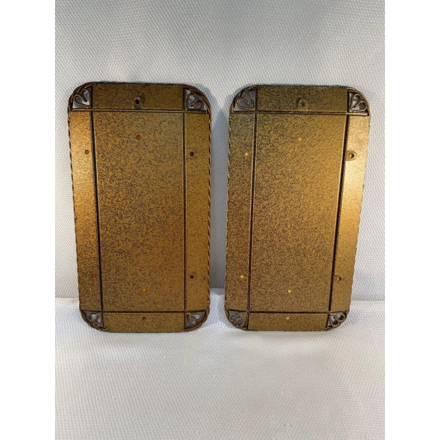 Vintage Gilded Twisted Metal Mirror Trays or Accent Mirrors - a Pair For Sale - Image 9 of 12