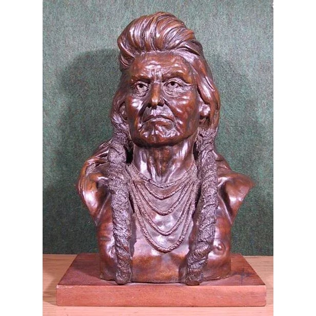 Native American Chief Joseph of the Nez Perce Indians, Arnold Goldstein Bronze, Signed, Inscribed and Numbered For Sale - Image 3 of 3