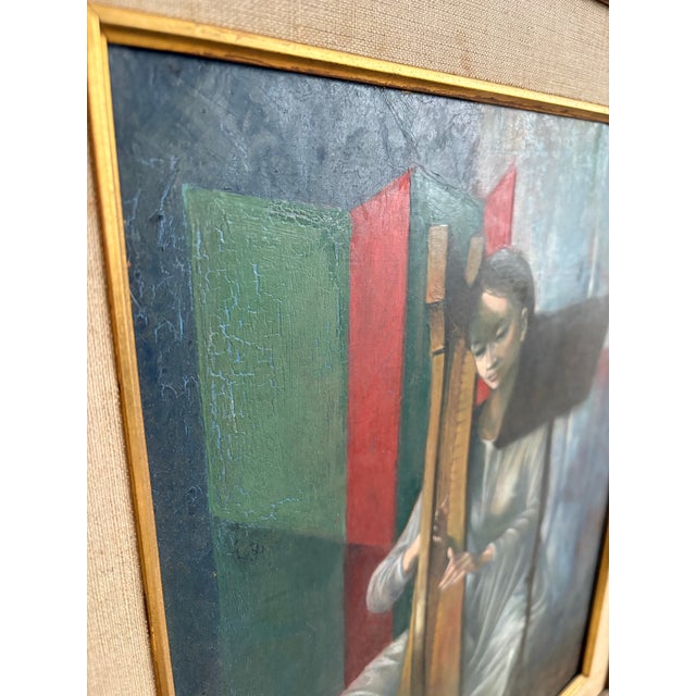 Jean-Pierre Alaux “La Harpe Irlandaise” Original Oil Painting 1950 Beaux-Arts For Sale - Image 12 of 12