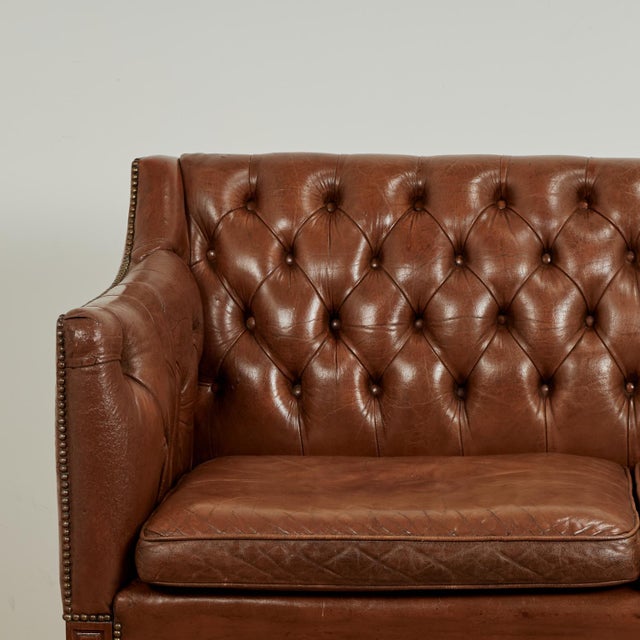 English Antique English Leather Sofa or Settee For Sale - Image 3 of 12