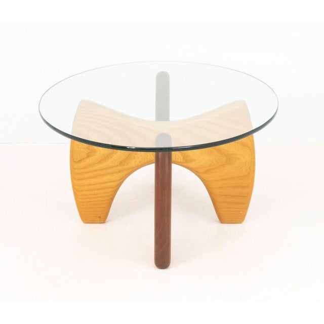 Brown Noguchi Style Glass Top & Wood Coffee Table For Sale - Image 8 of 8