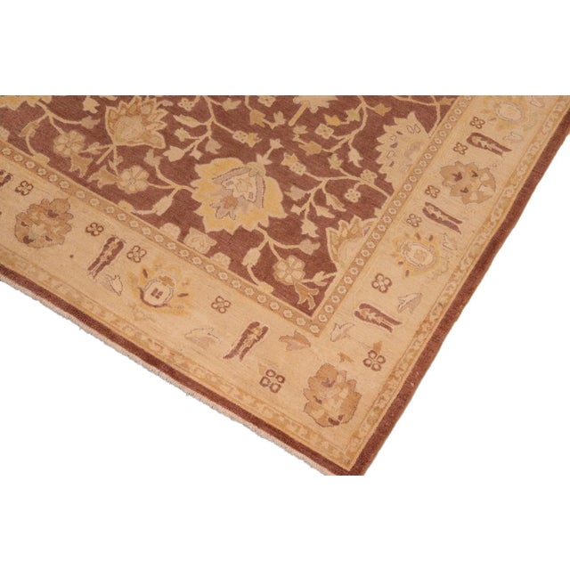 1980s 1980s Vintage Semi-Vintage Distressed Low-Pile Brown/Tan Wool Rug For Sale - Image 4 of 10