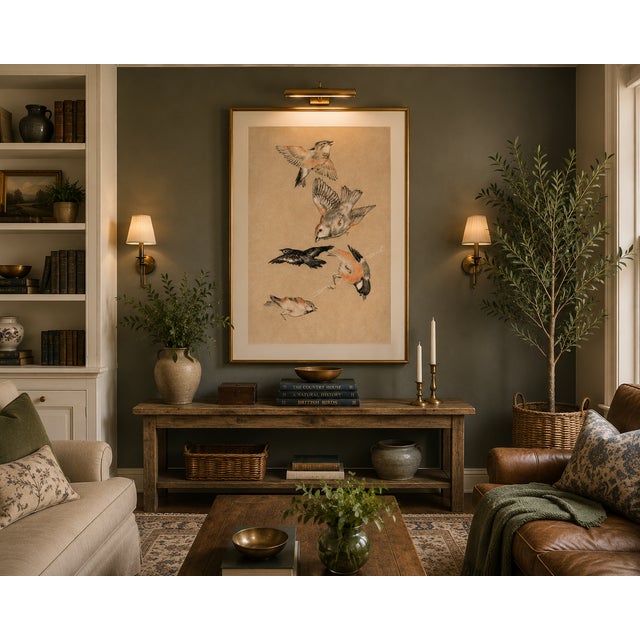 Study of Birds: Finches by Sir Edward Burne-Jones, Vintage Art Print Reproduction, 32" X 48" For Sale - Image 10 of 13