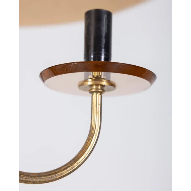 Italian Brass and Pink Glass Chandelier, 1950s For Sale - Image 9 of 10