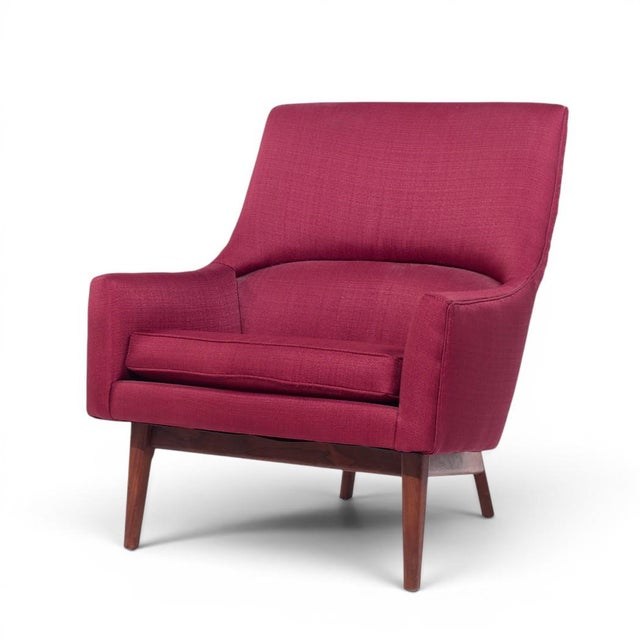 Mid-Century Modern Jens Risom a-Chair Mid Century Walnut Lounge Chair For Sale - Image 3 of 9