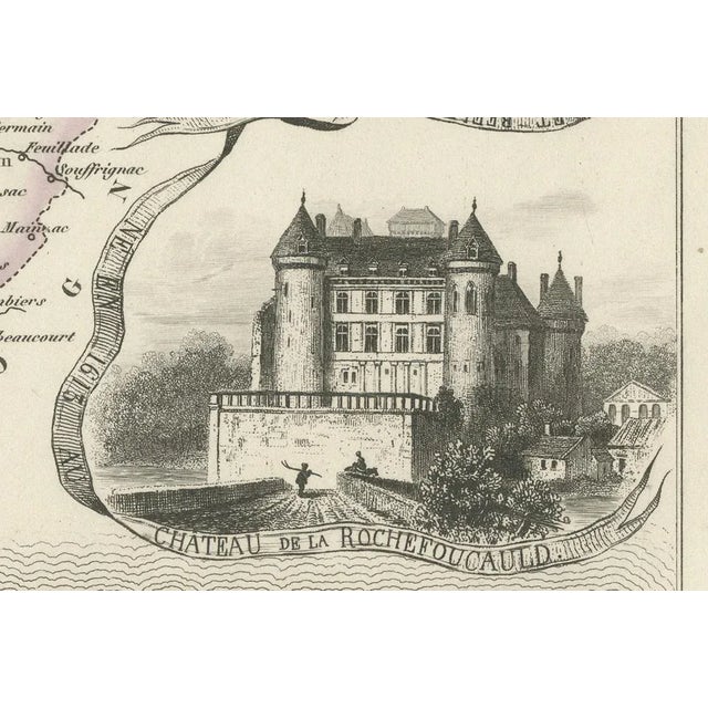 Paper Map of Charente France with Cognac Region and Château De La Rochefoucauld, 1850 For Sale - Image 7 of 10