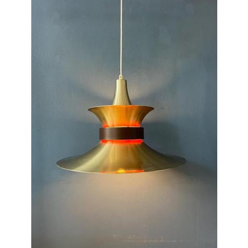 Large UFO Pendant Lamp with Orange Light For Sale - Image 4 of 13