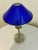 Postmodern German Holtkötter Satin Nickel & Cobalt Blue Glass Desk Lamp For Sale - Image 6 of 12