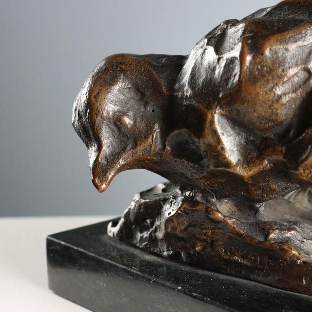 Italian Sculpture Bronze Bird on Marble Base For Sale - Image 3 of 8
