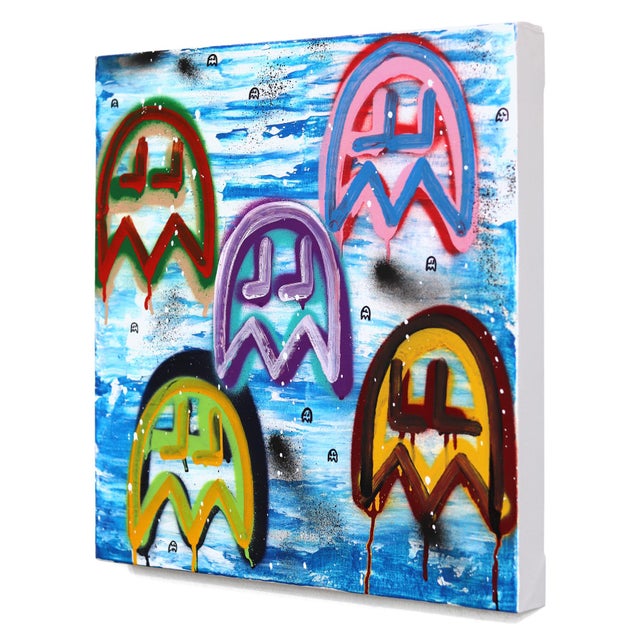 My Favorite Game #2 - Colorful Pacman Inspired Graffiti Mixed Media Painting Original Artwork by Amber Goldhammer For Sale In Los Angeles - Image 6 of 9