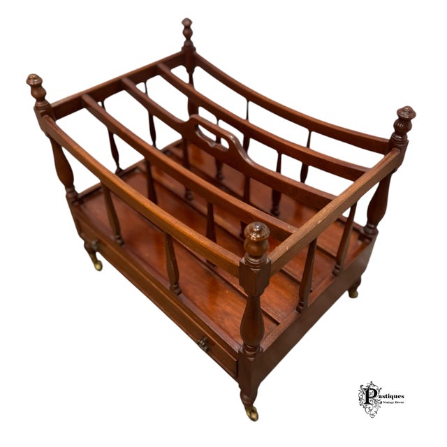 American Vintage Biggs Furniture Chippendale Style Mahogany Magazine Rack For Sale - Image 3 of 10