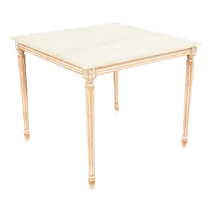 Louis XVI Style Travertine Top Dining Table or Game Table