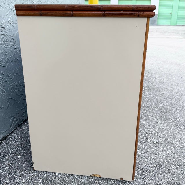 Boho Chic Cream Gloss Laminate Cane and Faux Bamboo Dresser For Sale In West Palm - Image 6 of 12