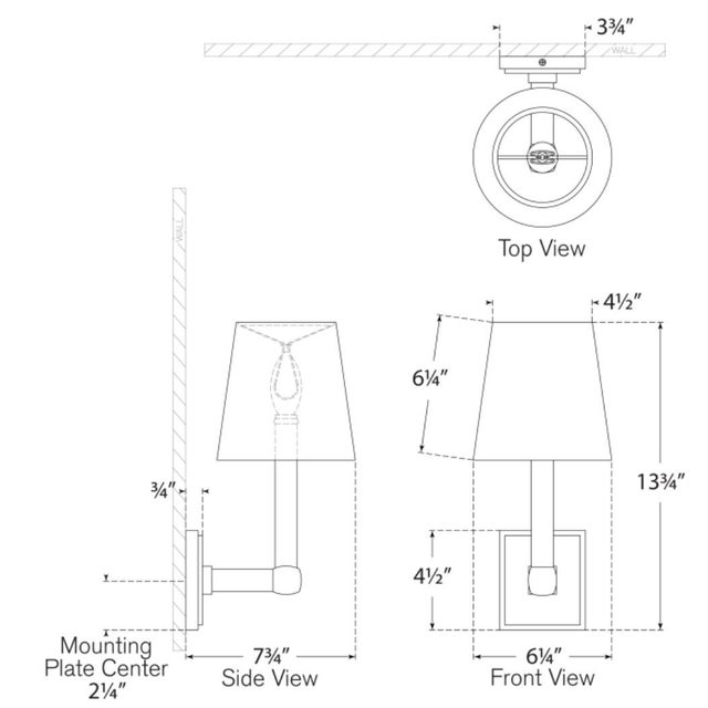 Square Tube Single Sconce in Polished Nickel with Linen Shade Designer: Chapman & Myers Finish: Polished Nickel Height:...