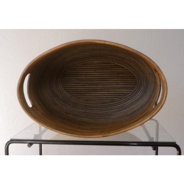 Brown Vintage Gabriella Crespi Style Pencil Reed Basket With Cutout Handles For Sale - Image 8 of 9
