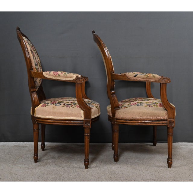 Louis XVI Style Beechwood Armchairs, Early 20th Century, Set of 2 For Sale - Image 5 of 18
