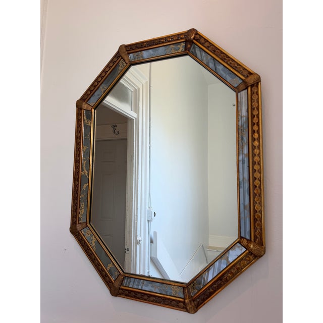 Hollywood Regency Vintage Large Octagonal Mirror For Sale - Image 3 of 7