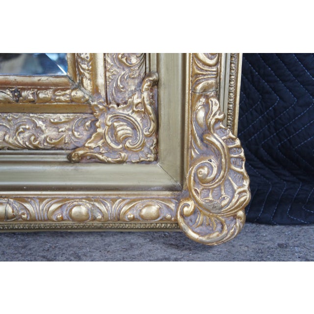 20th Century French Louis XVI Giltwood Dressing Floor Pier Mirror Beveled Glass For Sale - Image 10 of 12