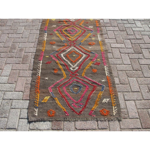 Vintage handwoven Turkish kilim rug. It is handmade of very fine quality natural wool in all colors. ready to use. The...